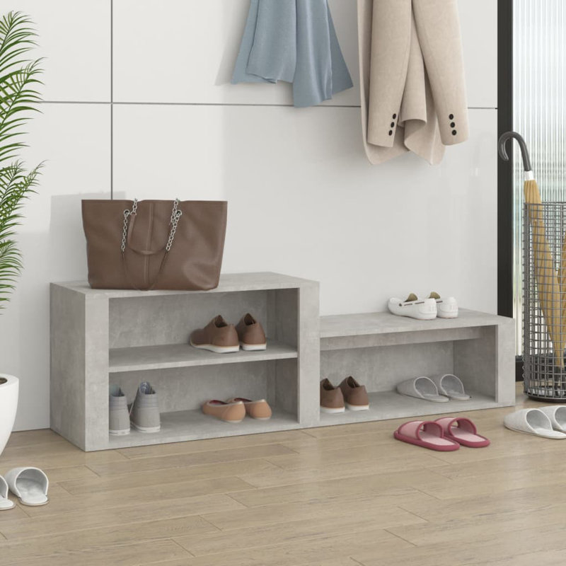 9 Pair Shoe Rack, Concrete Grey