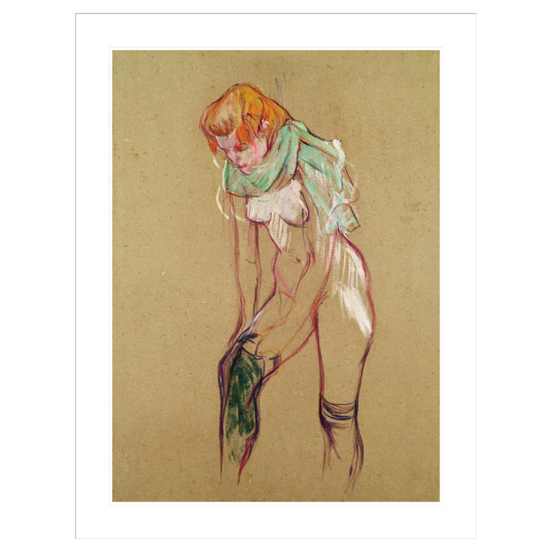 «Femme tirant vers le haut de son bas» par Henri de Toulouse-Lautrec, impression giclée encadrée, H 41,5 po x l 32,16 po