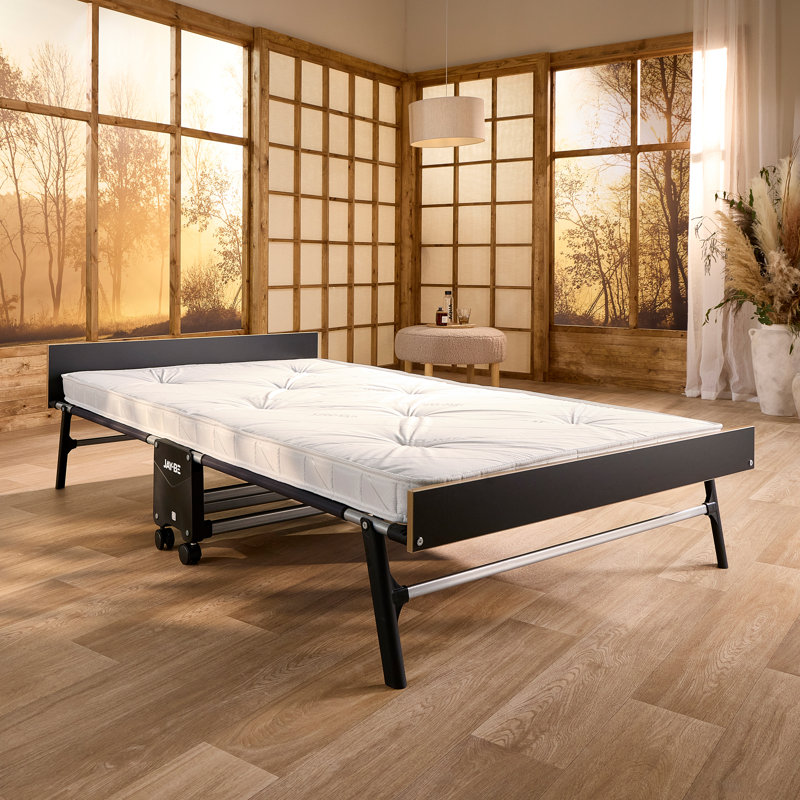Jay-Be® Grand Folding Guest Bed with e-Pocket Tufted Sprung Mattress, 360° Castors, Headboard & Footboard, Small Double (4')
