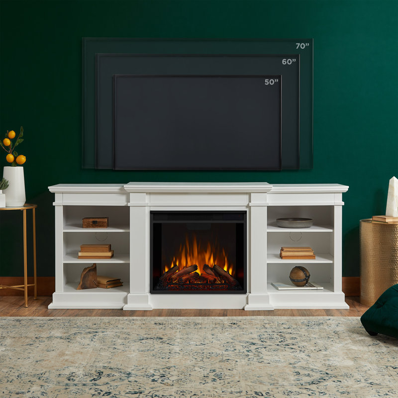 Fresno TV Stand with Fireplace, White