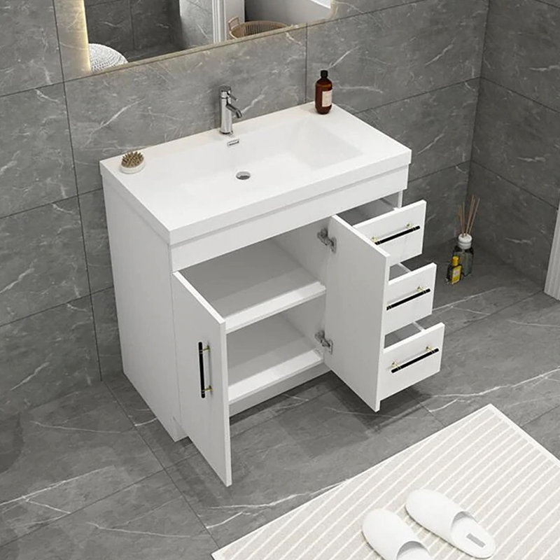 Ensemble de meuble-lavabo simple 35 po, Blanc brillant