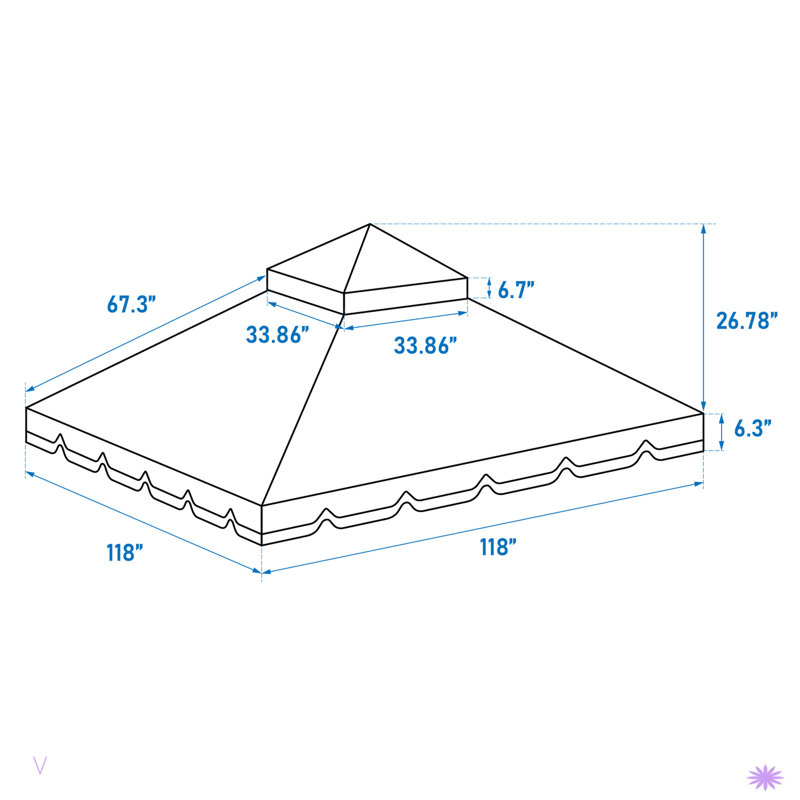 Outdoor Patio Gazebo Replacement Canopy,Double Tiered Gazebo Tent Roof Top Cover Only Greatwall Border(Frame Not Include)