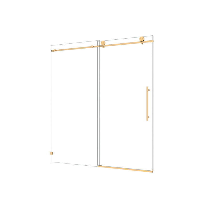 Frameless One Fixed And One Shifted Shower Door,70Mm 304 Stainless Steel Large Pulleys With Adjustable Soft Closing Function,With Nano Easy Cleaning,Stick Explosion-Proof Menbrance