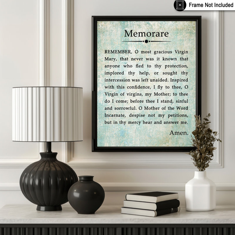 Memorare Prayer, Unframed, Poster, 12"H x 16"W