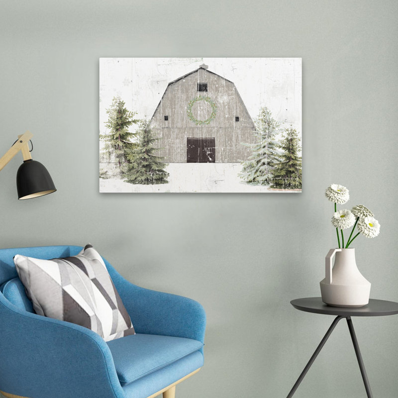 Holiday Barn - grange noire, art de chalet de Noël, H 16 po x l 24 po