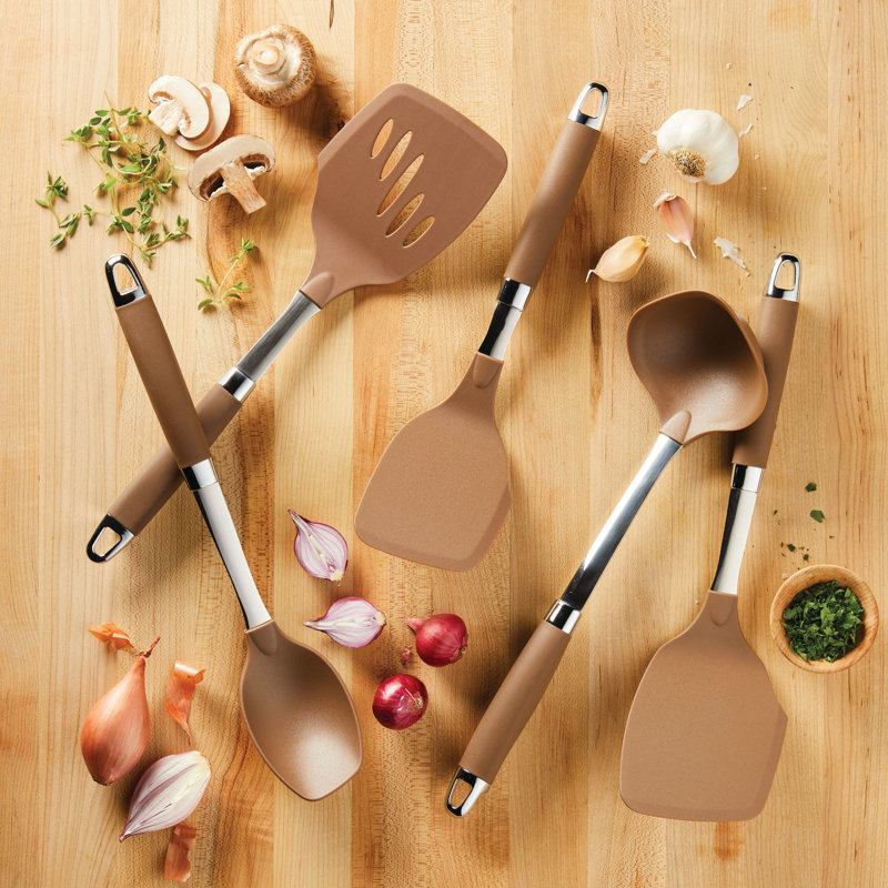 Anolon Tools And Gadgets Suregrip Nonstick Kitchen / Cooking Utensil Set, 5 Piece, Bronze