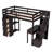 Twin size Loft Bed with Storage Drawers ,Desk and Stairs, Wooden Loft Bed with Shelves-275548751