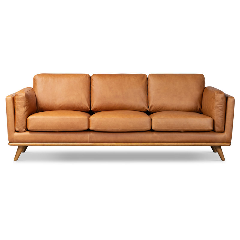Cadiz 90.5'' Full-Grain Genuine Leather Sofa