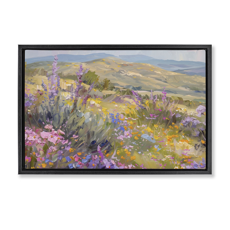  Toile flottante encadrée «High Desert Flowers» par Gina Kelly, Cadre flottant noir de jais, H 17 po x l 25 po
