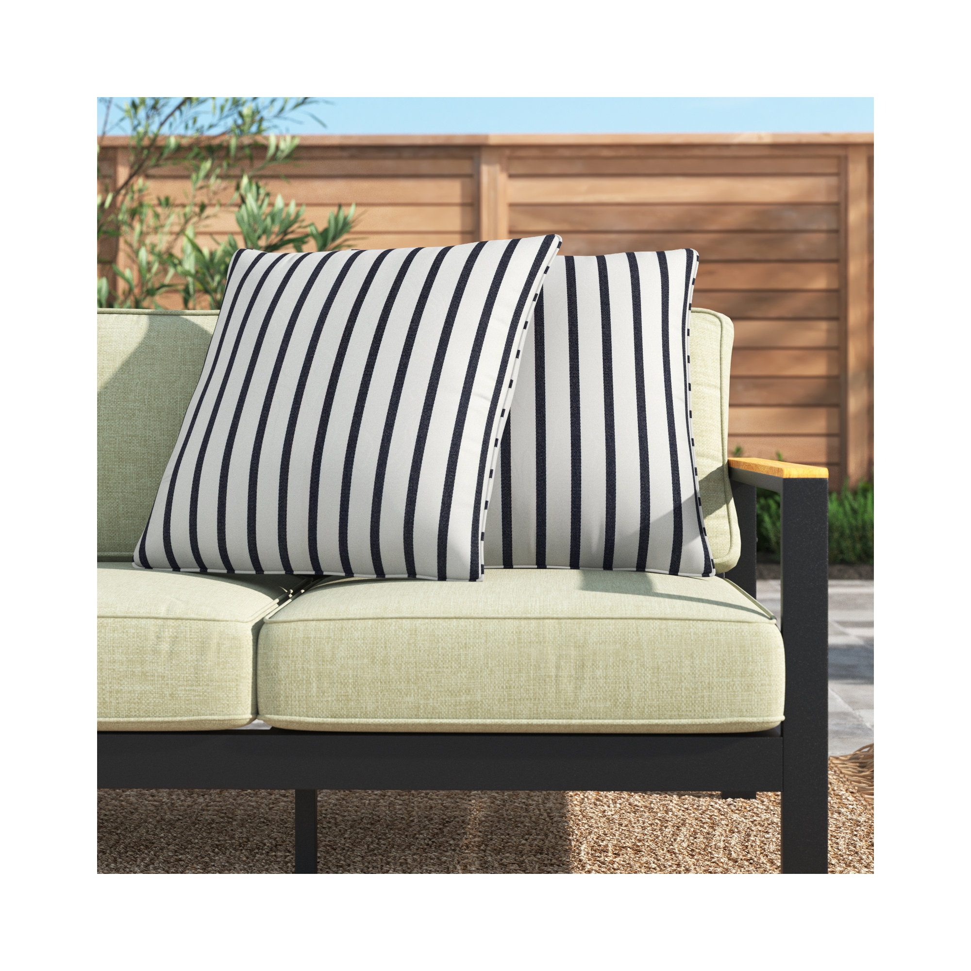Lidia Striped Indoor/Outdoor Throw Pillow, 22" H x 22" W x 6" D