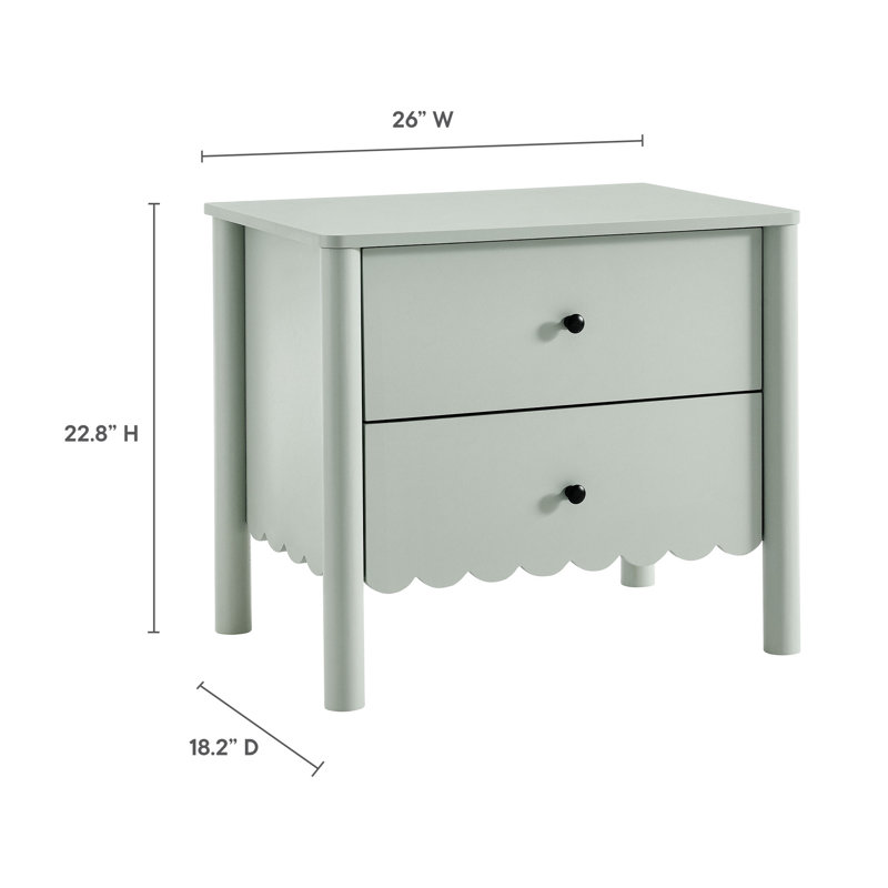 Table de chevet 2 tiroirs Emmeline, Sauge