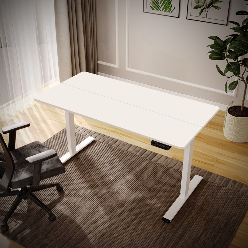 Bureau de travail électrique debout à hauteur réglable, H 28,7 po x l 31,5 po x P 19,7 po, Blanc / blanc
