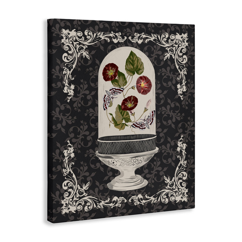 Mites et coquelicots en toile de dôme en verre, design par Radhika Modi, H 20 po x l 16 po