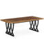 Table de salle à manger rétro en bois avec structure en métal robuste pour six à huit personnes