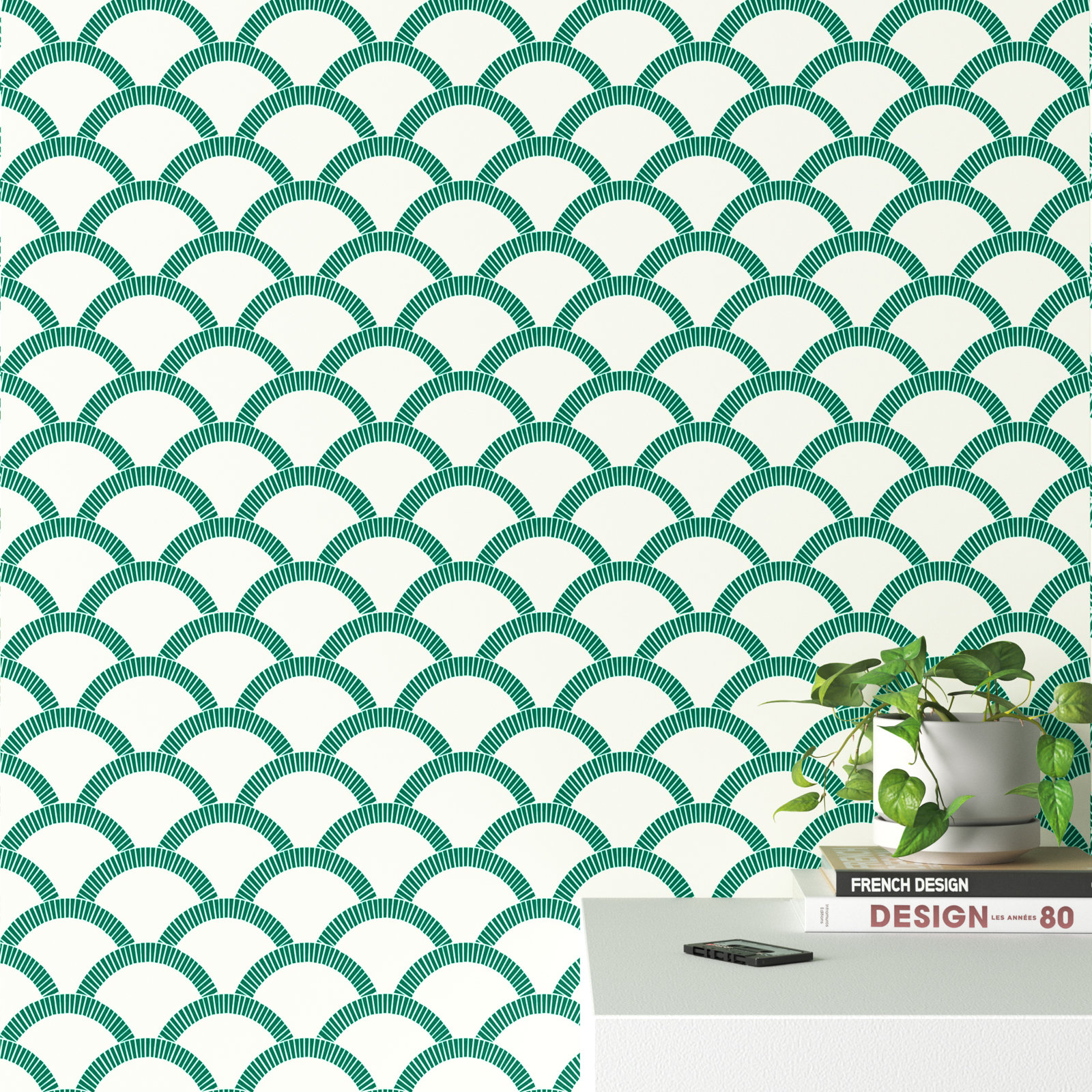 Julietta Self-Adhesive Wallpaper Roll, Emerald Green, 1.75 kg