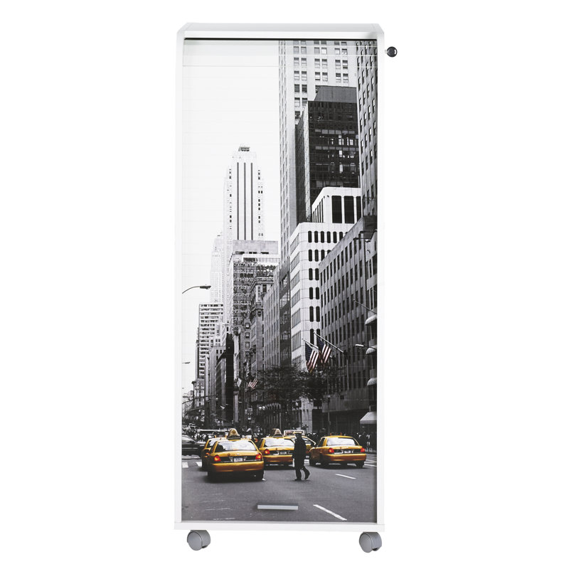 Graziella 1 -Door 3 -Drawer Filing, White NY Street Scene