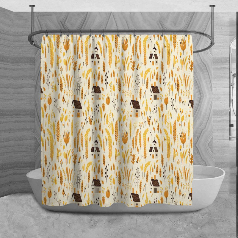 Farmhouse Shower Curtain Country Bathroom Decor Yellow, H 84 po x l 70 po x P 6 po
