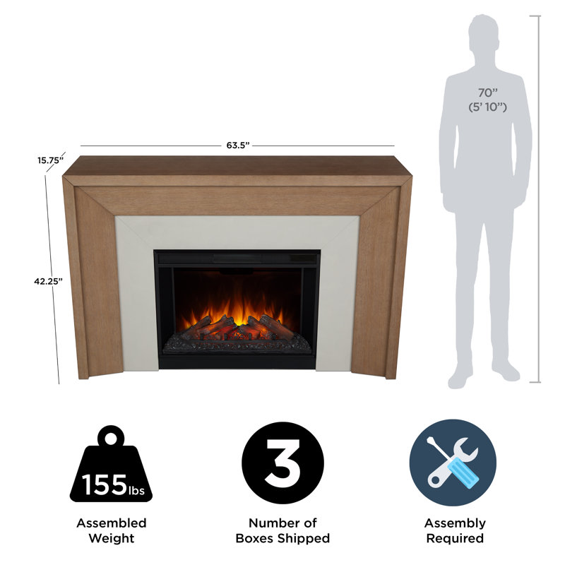 Brooks 64" Grand Electric Fireplace by Real Flame, Brown Wood