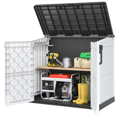 280 Gallon Outdoor Resin Lockable Deck Box White