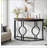 Half Moon Console Table for Entryway, 43 Inch Industrial Semi Circle Sofa Table with Geometric Base, Wood Accent Table for Living Room, Hallway, Foyer, Entrance