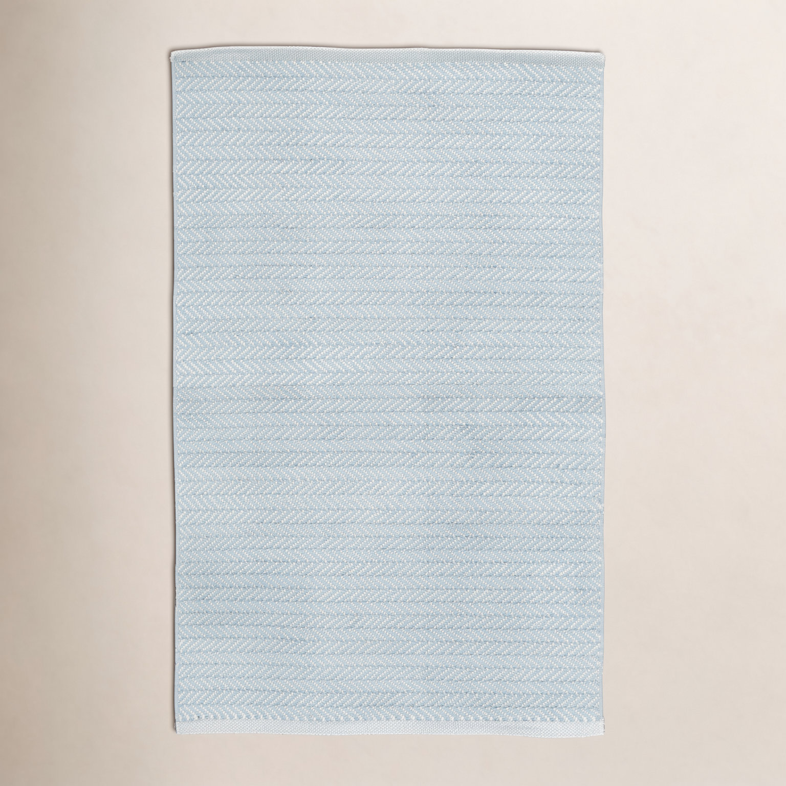 Herringbone Pearl Hand-Woven Outdoor Rug, Rectangle 4' x 6', Light Blue/Ivory