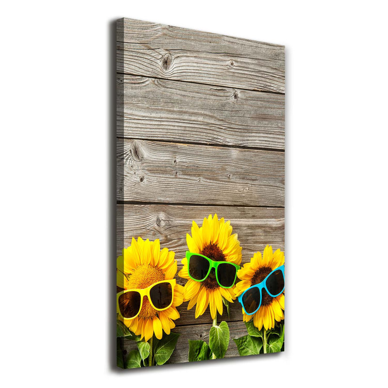 Sunflowers Glasses - Wrapped Canvas Print