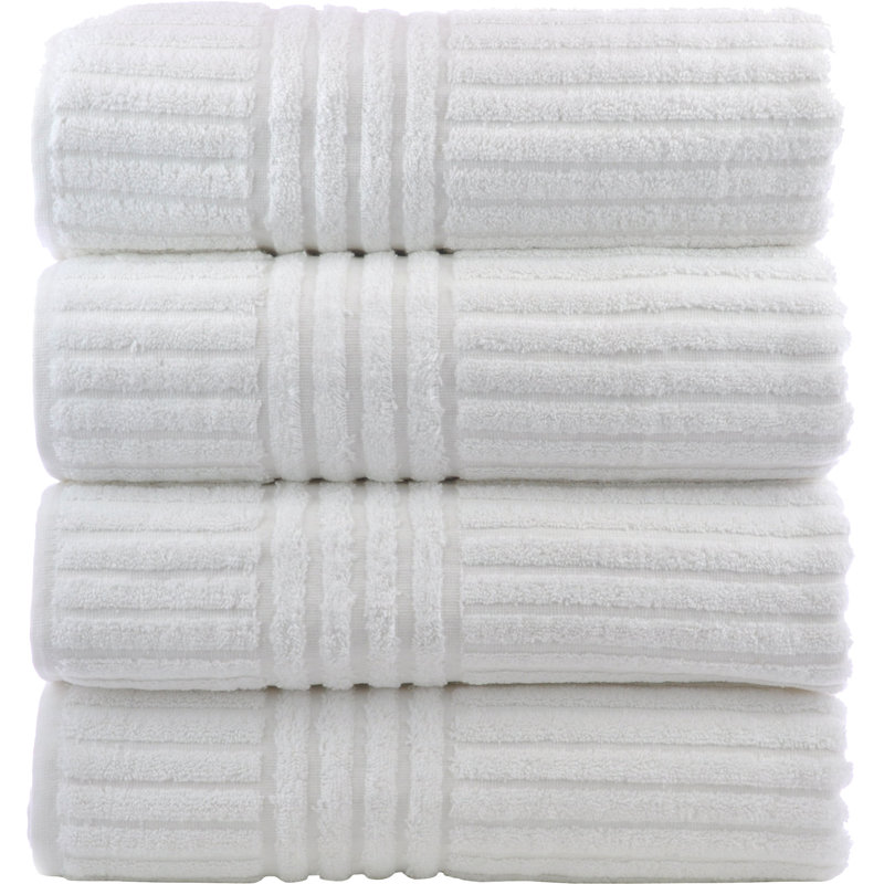 Jaynesha Cotton Super Plush Ribbed Bath Towel, White