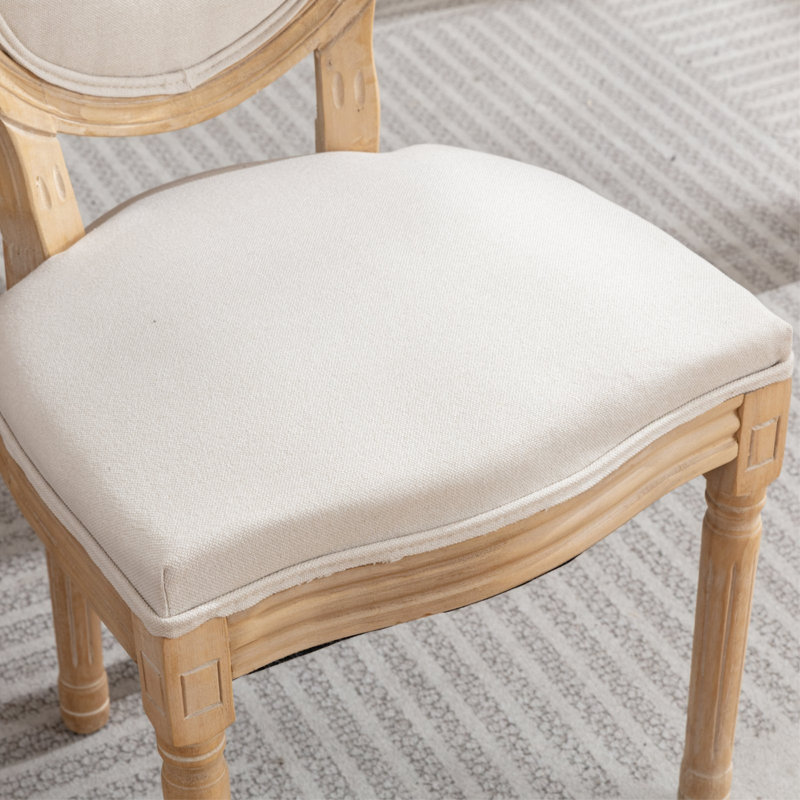Chaise de salle à manger de style français antique, ensemble de 2, Beige