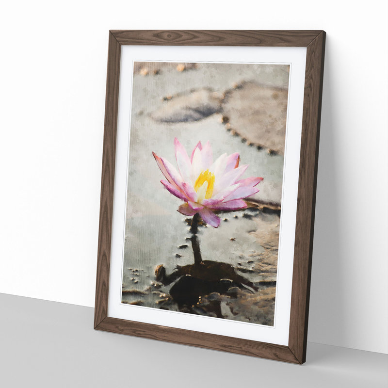 Beauty of a Water Lily - Picture Frame Painting, 48cm H x 36cm W x 2cm D, Walnut Framed