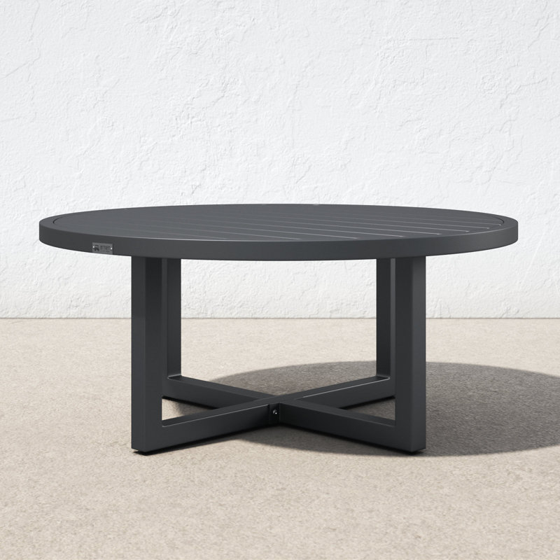 Chaker Round Metal Outdoor Coffee Table , 42'' in. W 42'' in. D, Gray