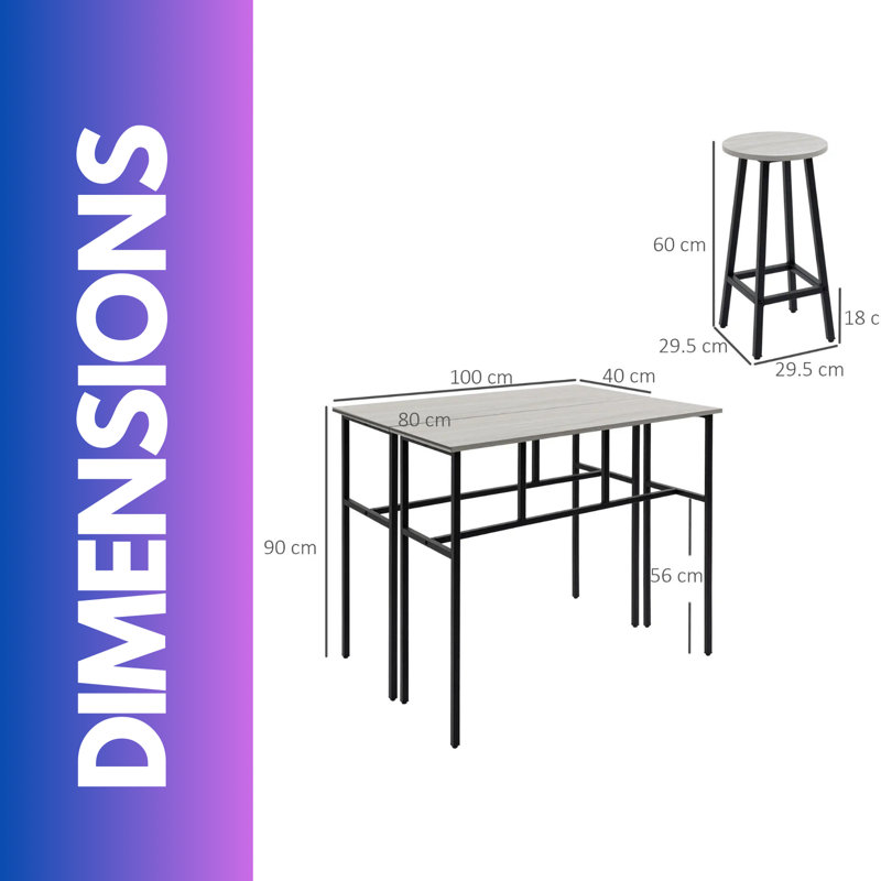 6PC Industrial Dining Table And Stools Set Grey, Grey/Black, Grey