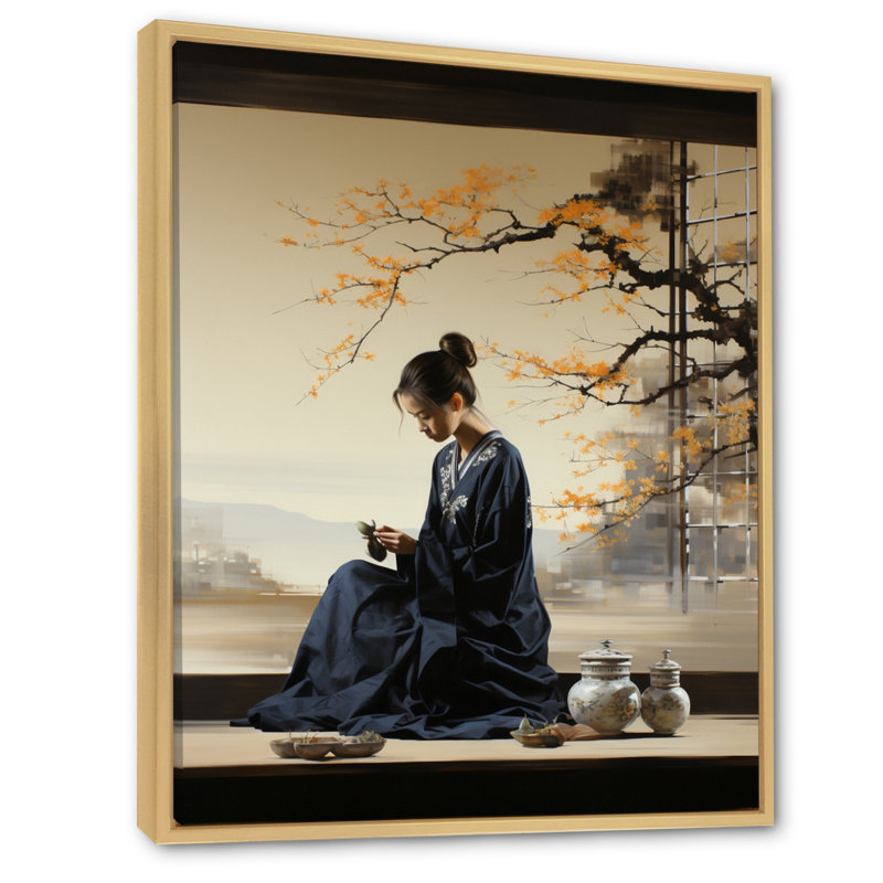 Porush Japon Art Tea Cerémonie IV - impression, H 44 po x l 34 po x P 1,5 po, Cadre naturel flottant