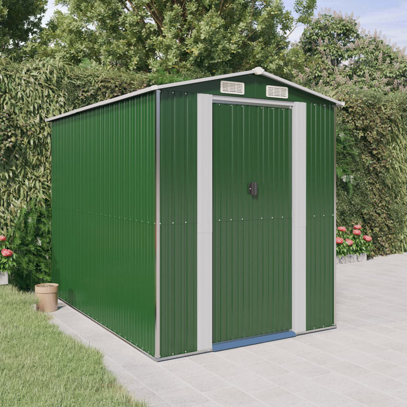 Remise de rangement traditionnelle en acier, Vert, L 6,3 pi x P 8,99 pi