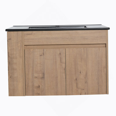 Meuble-lavabo de salle de bain avec lavabo en céramique blanc et tablette ajustable