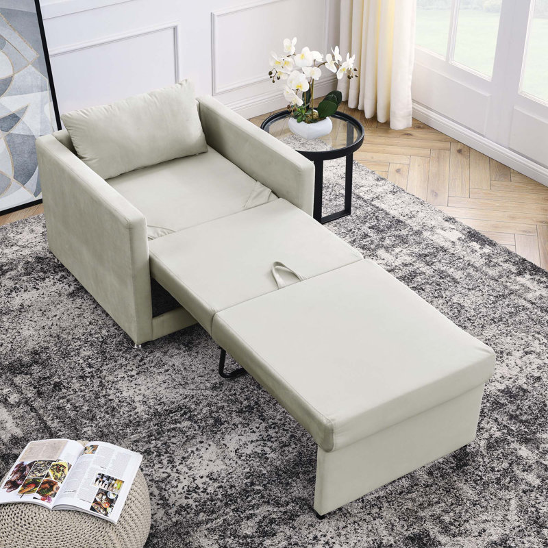 Canapé-lit en velours 31,88 po Clandon, Velours beige