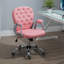 Chaise de bureau en polyuréthane, chaise de bureau capitonnée à boutons avec accoudoirs rembourrés, hauteur réglable et roulettes pivotantes