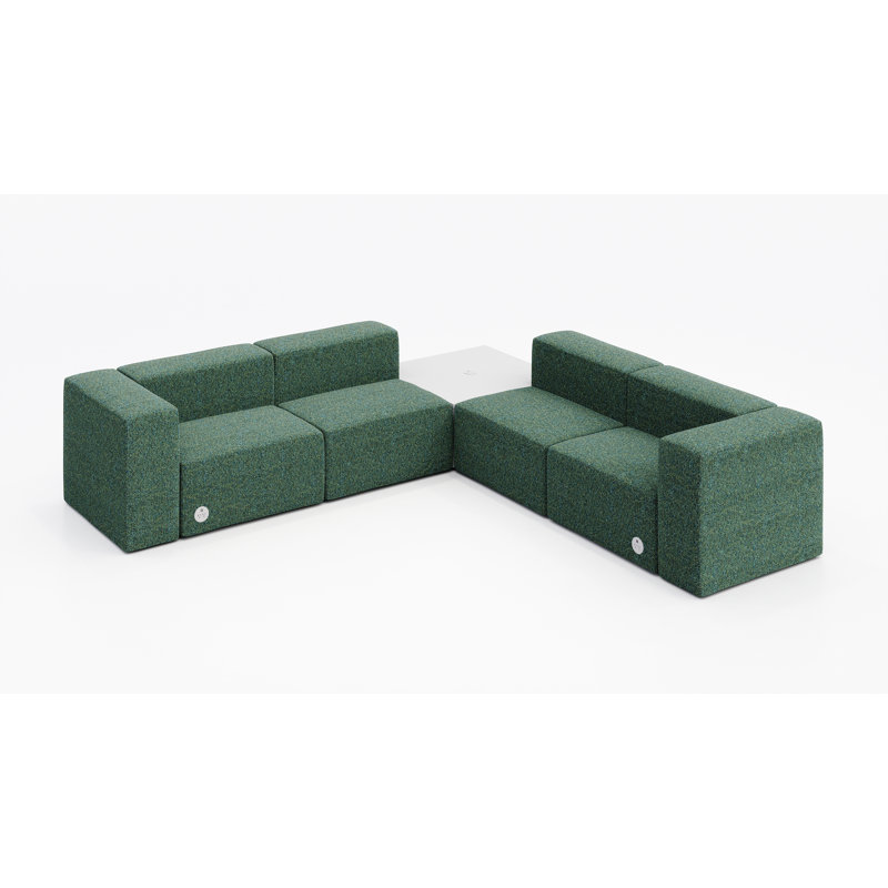 Canapé d'angle pour 4 personnes avec table d'appoint - Tissu, avec prise de courant, Paon