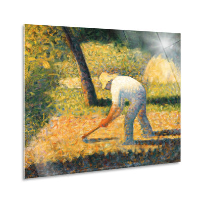 Farmer With A Hoe by Georges Seurat - No Frame Painting on Plastic / Acrylic