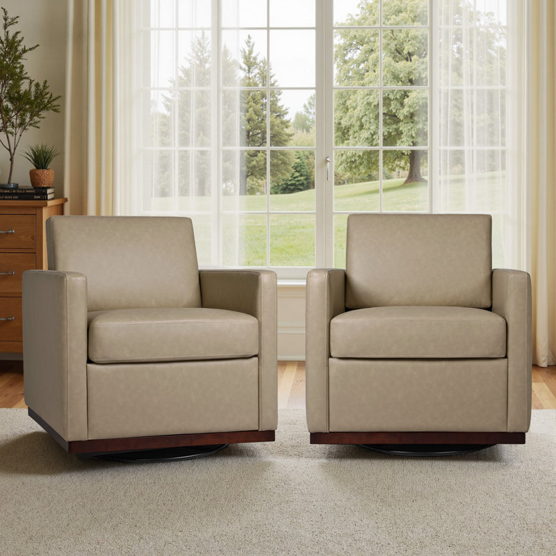 Fauteuil rembourré pivotant, Similicuir crème
