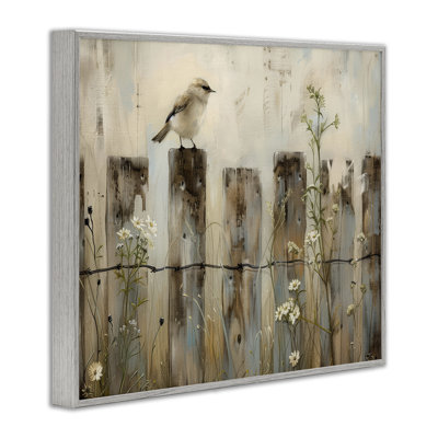 Fence Perched Country Bird Giclee Art by Arlington Prints