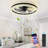  Modern Flush Mount Ceiling Fan With LED Light & Remote, Crystal, Black, White Ceiling Fan-1391813858