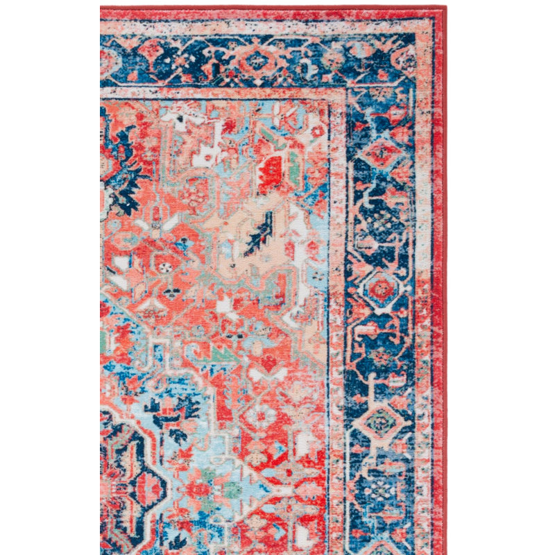 Daubert Oriental Navy/Red Area Rug, Rectangle 8' x 10'