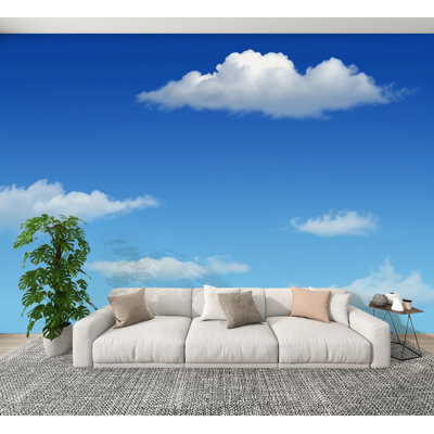 Peel and Stick Wallpaper Bright Blue Sky Soft Wall Murals 100"H x 144"W Removable PVC Wall Paper Self-Adhesive Wall Decor for Bedroom Living Room Home Office