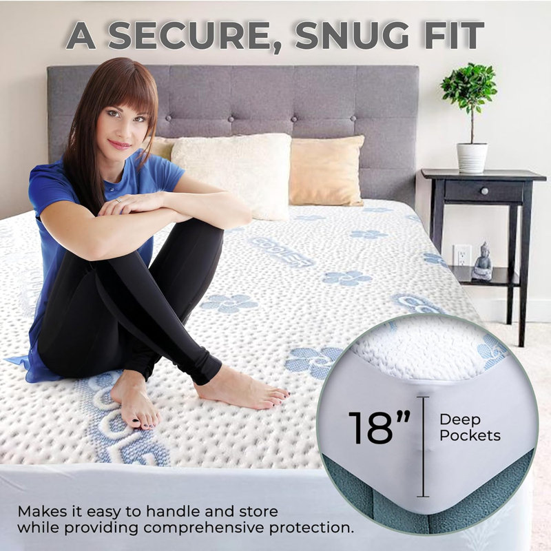 Cooling Fiber Mattress Protector - Waterproof, Cooling Pad, Twin