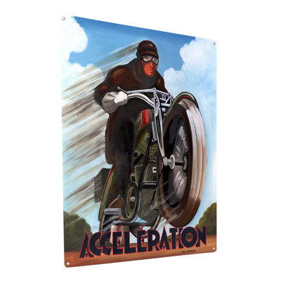 Acceleration de moto, impression sur métal