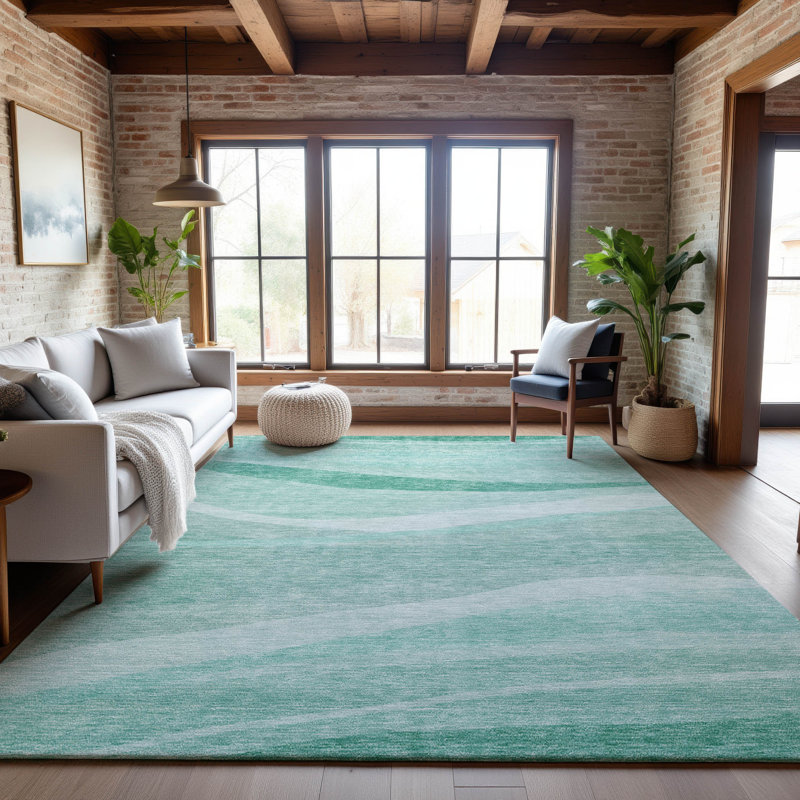Premium Machine Washable Wayne AMF1099 Swirls Rug, Rectangle 5' x 7'6"