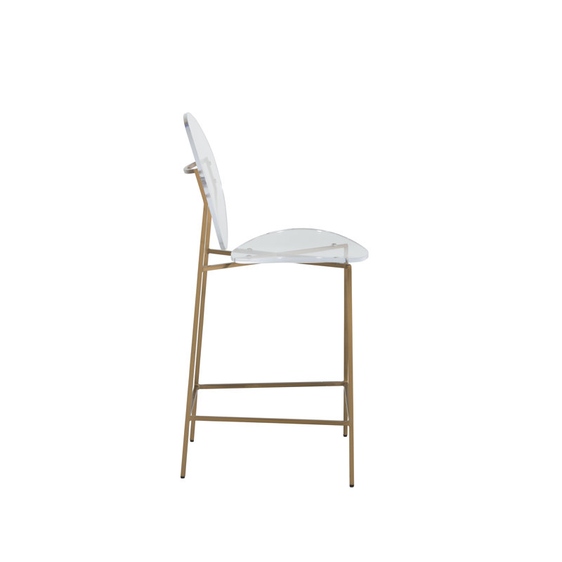 Elegant Gold and Clear Acrylic Full Back Counter Stool, 25'' Seat Height