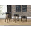 Tabouret pivotant rond à hauteur de comptoir 2, similicuir noir, siège pivotant à 360 degrés, garniture cloutée, structure en bois massif, finition brun, meubles de style transitionnel-648368460