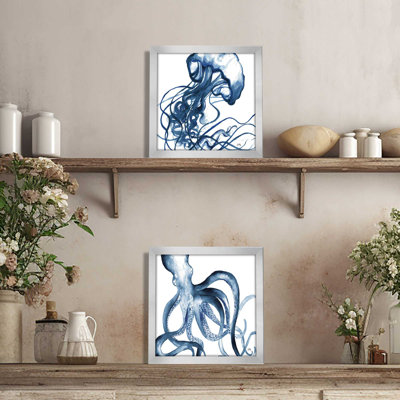 " Jelly Fish In Blue " 2 - Pieces