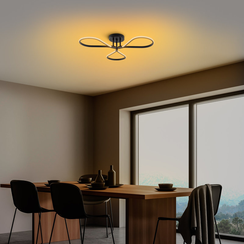 Modern Chrome Chandelier, 26.8 x 5.5 x 26.8 Inches | Metal Body with 3 x 11W SMD LED Socket, 3000K | Elegant Solid Color Design, Perfect for Dining Room, Living Room & Entryways | IP20 Rated